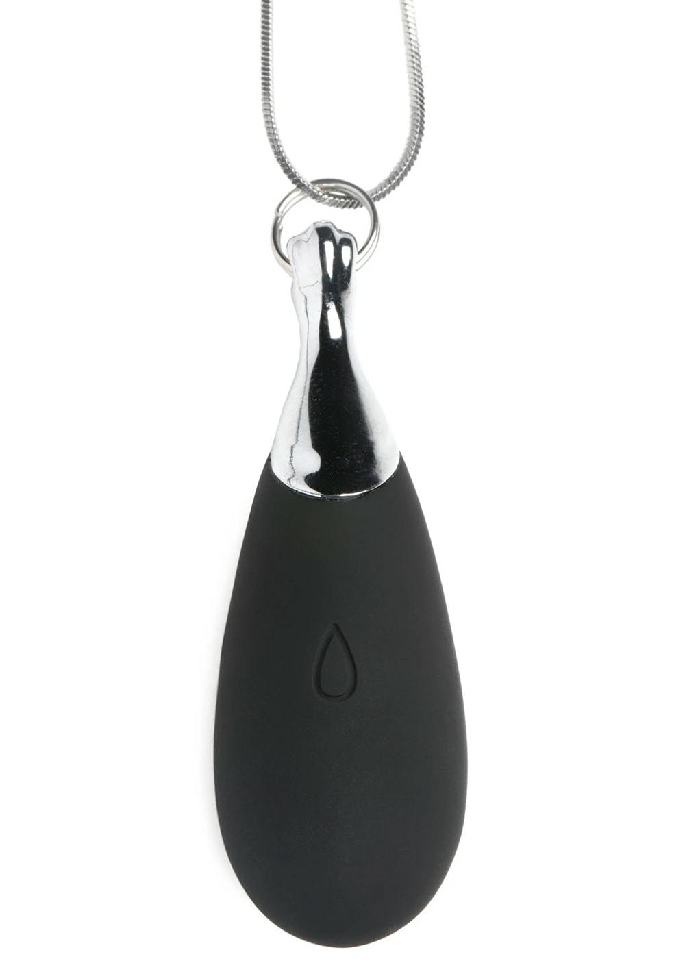 10X Vibrating Silicone Teardrop Necklace Discreet Vibrators Black