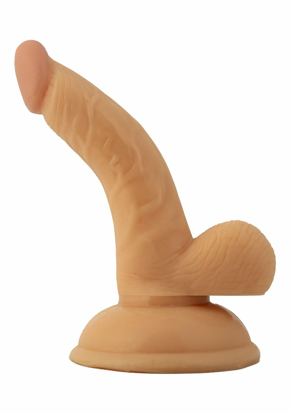 All American Mini Whoppers 4″ Curved Dong With Balls Dildos Caramel