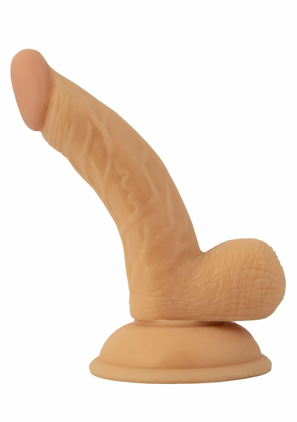 All American Mini Whoppers 5″ Curved Dong With Balls Dildos Caramel