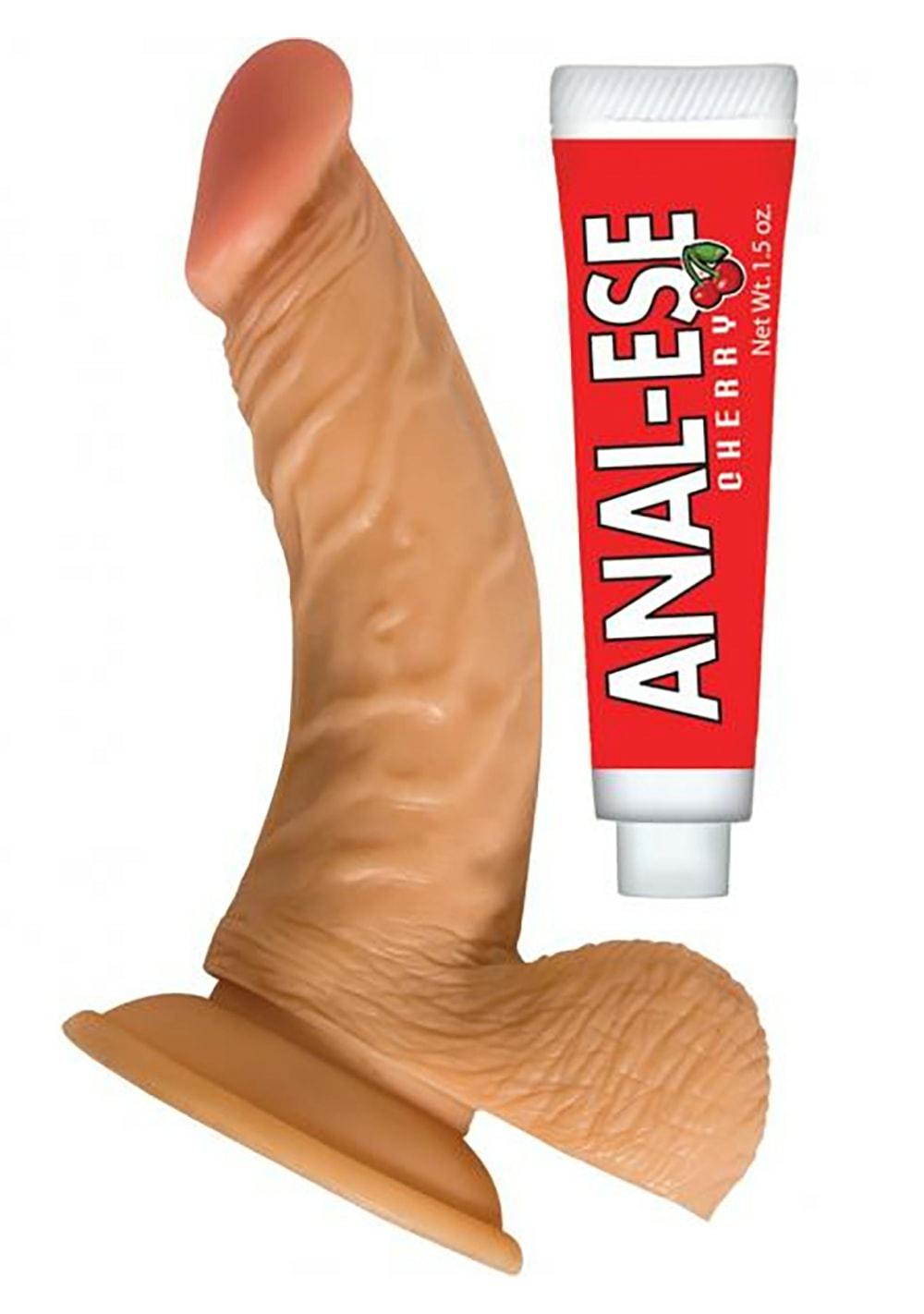 All American Whoppers 6.5″ Curved Dong With Balls And Lube Dildos Purple