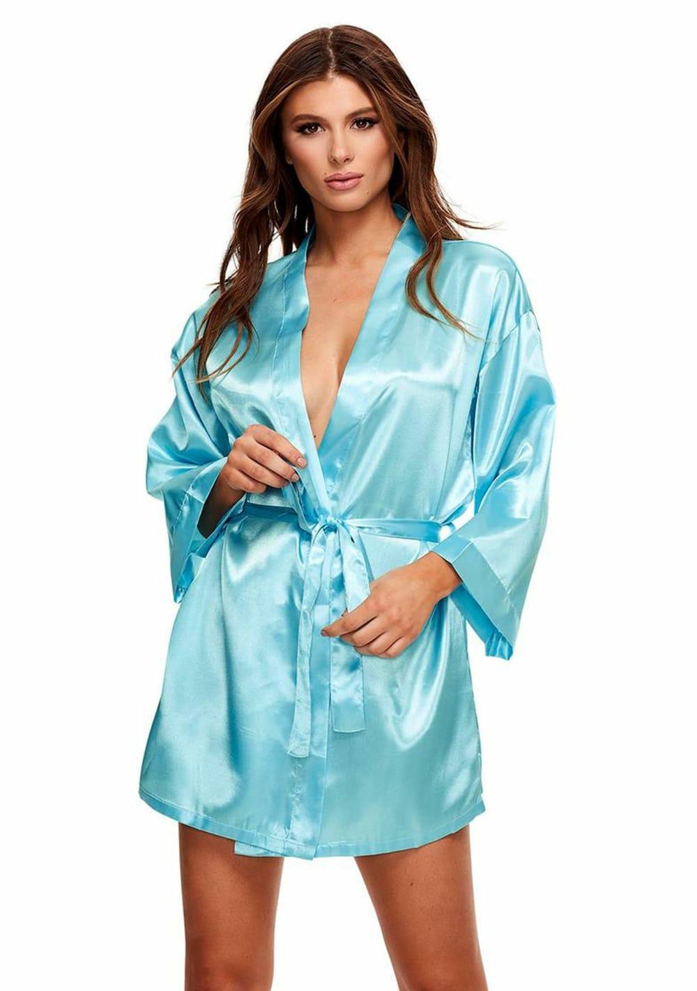 All-Satin Robe Lingerie Blue