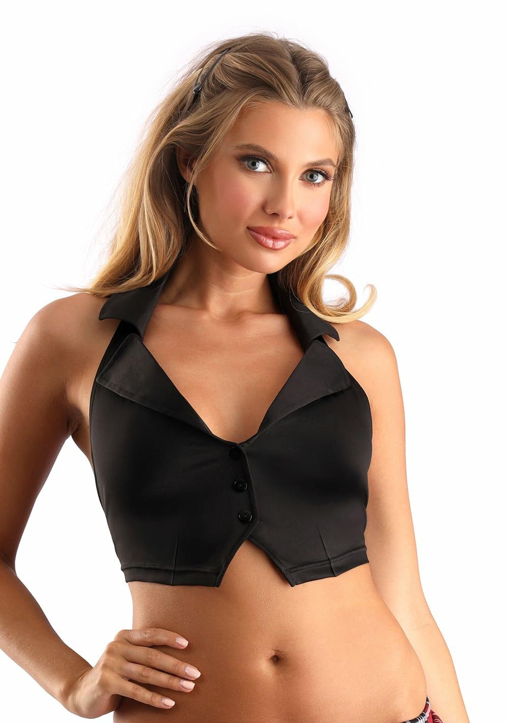 Black Collared Halter Top Bedroom Costumes