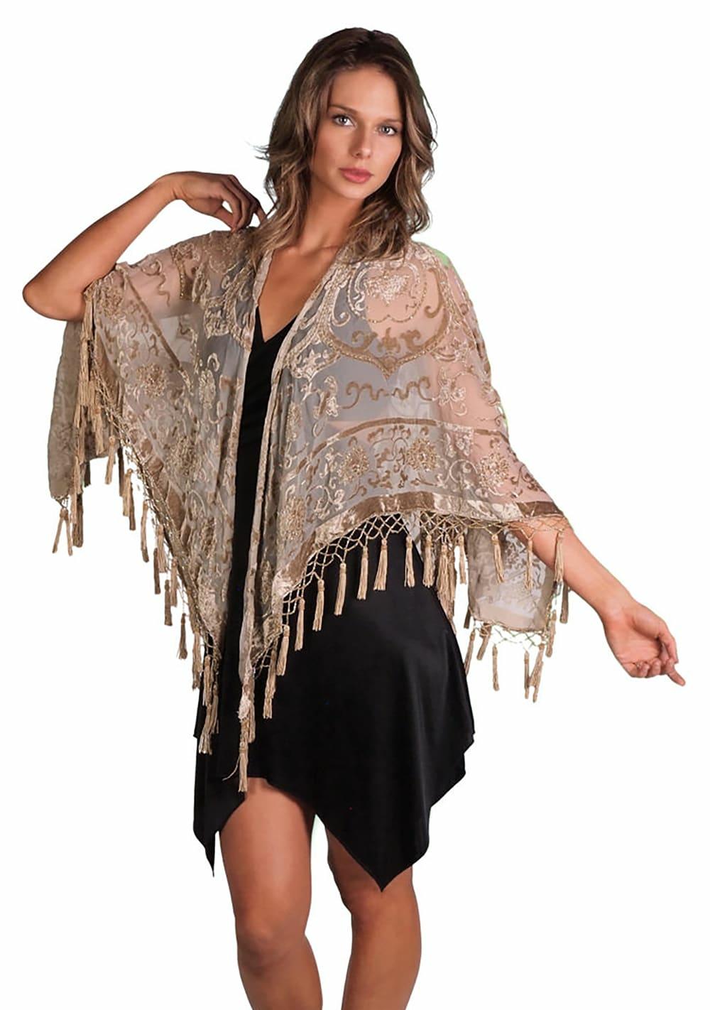 Champagne Open Beaded Poncho Body Adornment