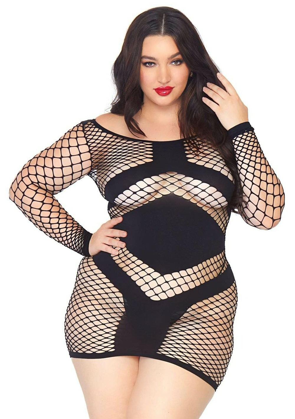 Diamond Net Mini Dress – Queen Size Dresses Black