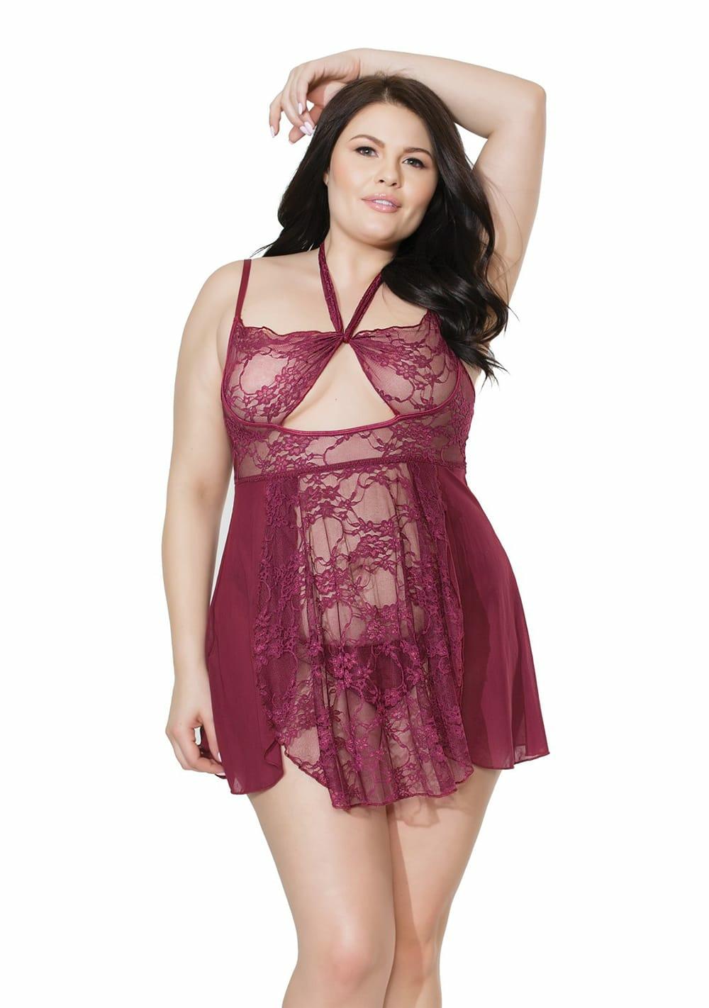 Elite Lace Babydoll – Queen Size Babydoll & Chemise Black