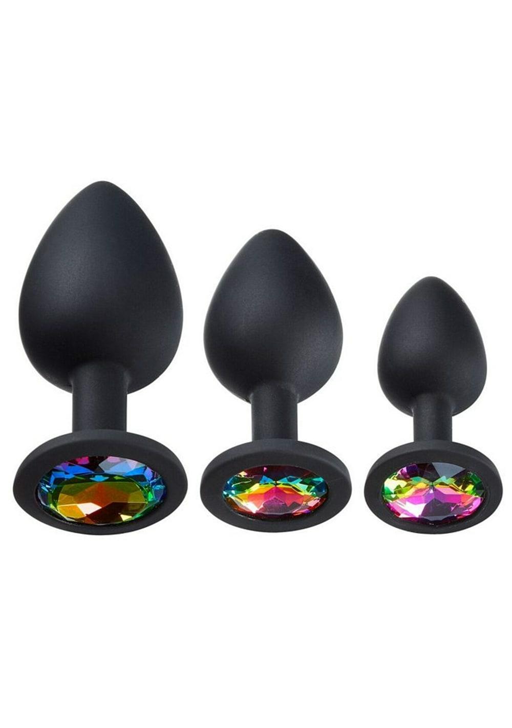 Gems Black Silicone Anal Plug Kit Anal