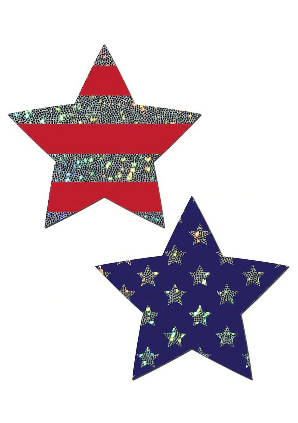 Glittering Stars And Stripes Patriotic Star Nipple Pasties Body Adornment