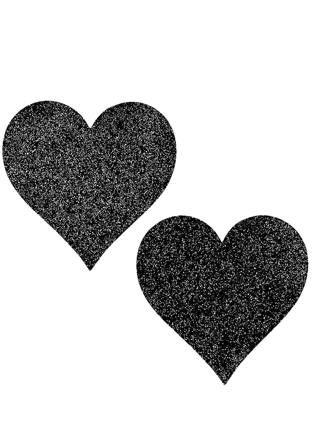 Heart Shaped Glitter Pasties Body Adornment Black