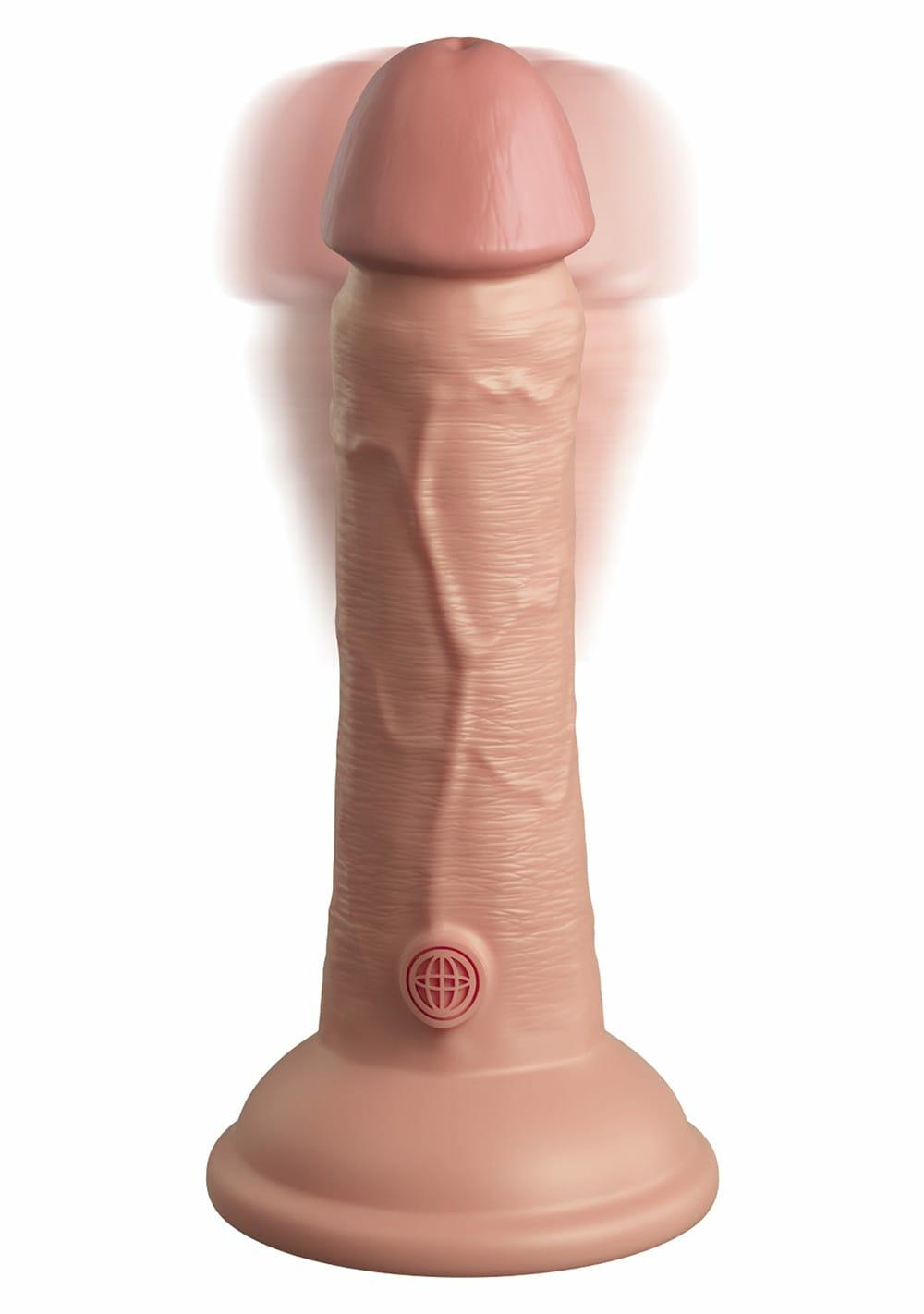 King Cock Elite 6″ Vibrating Silicone Dual Density Cock Dildos Caramel