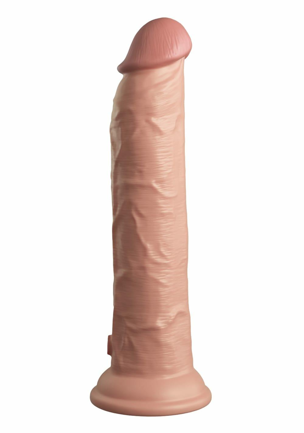 King Cock Elite 9″ Vibrating Silicone Dual Density Cock With Remote Dildos Chocolate