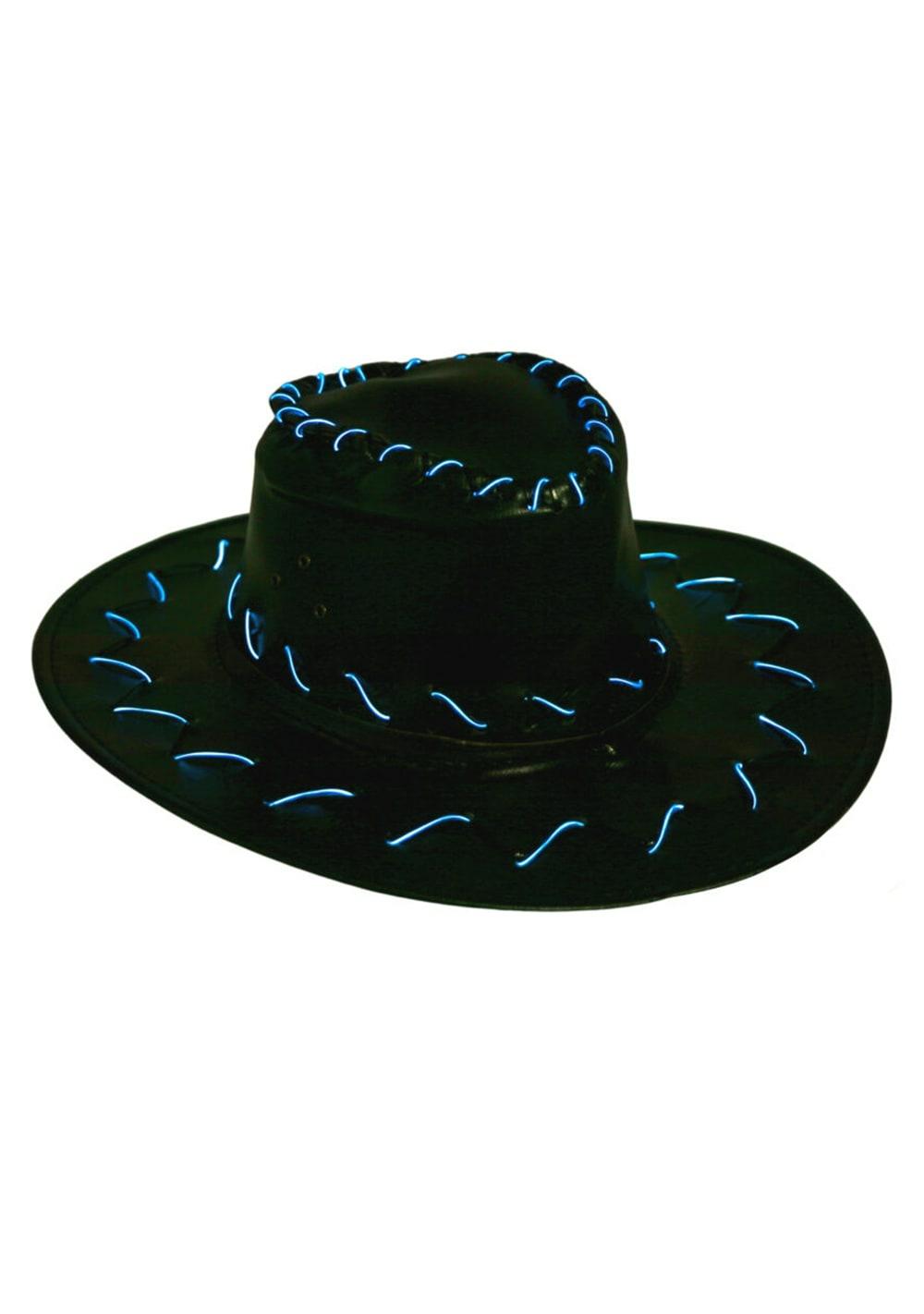 Leatherette Light Up Cowboy Hat Body Adornment Black