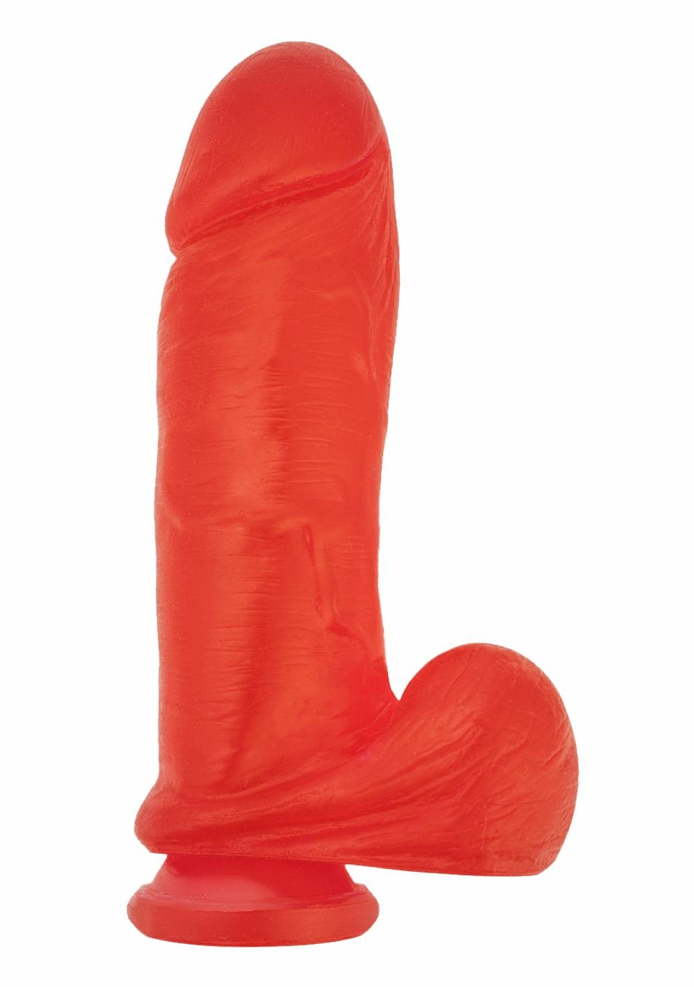 Lifeforms Big Boy With Balls And Suction Cup 9″ Dildos Red Jelly