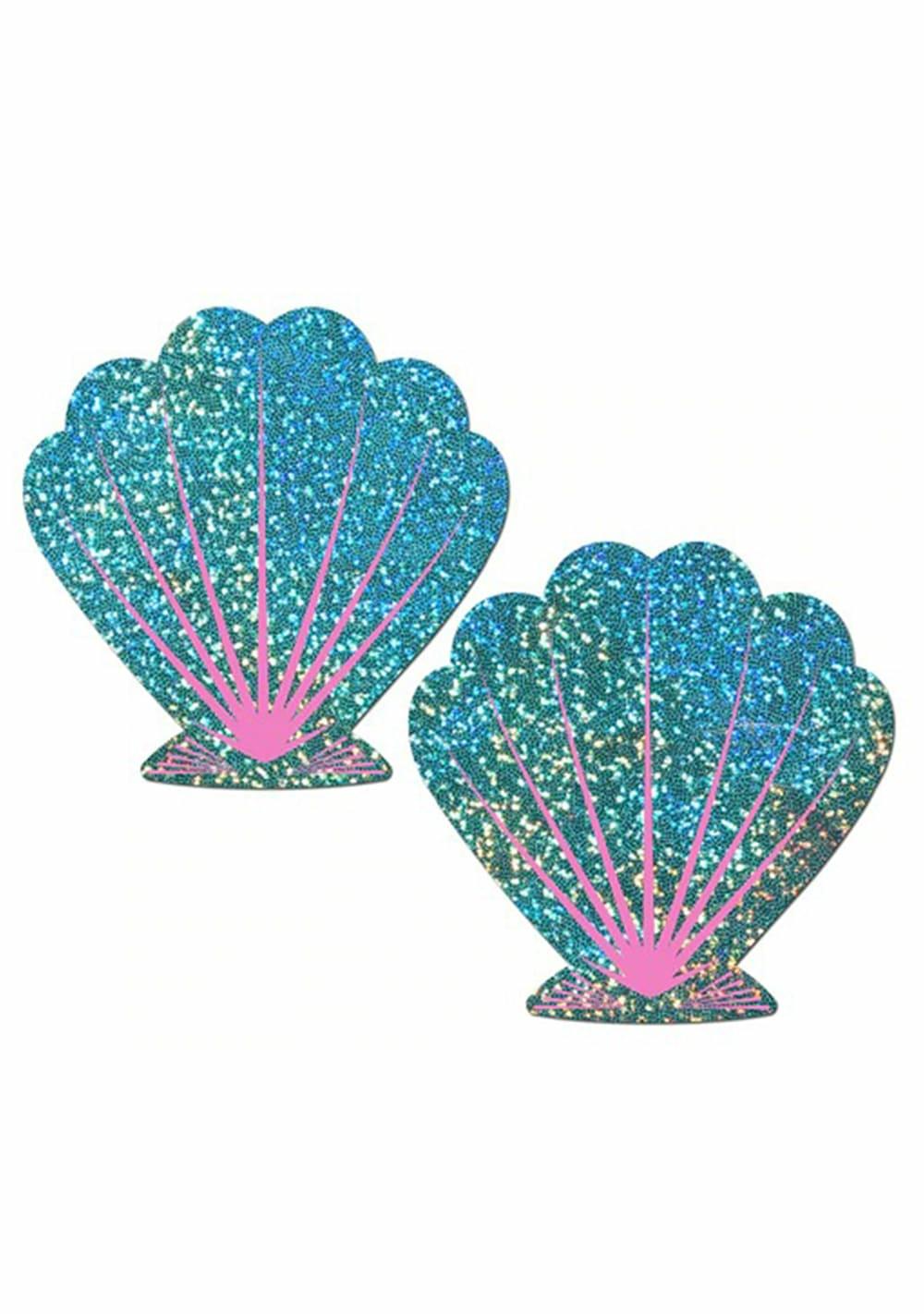 Mermaid: Liquid Seafoam Green And Pink Seashell Nipple Pasties Body Adornment