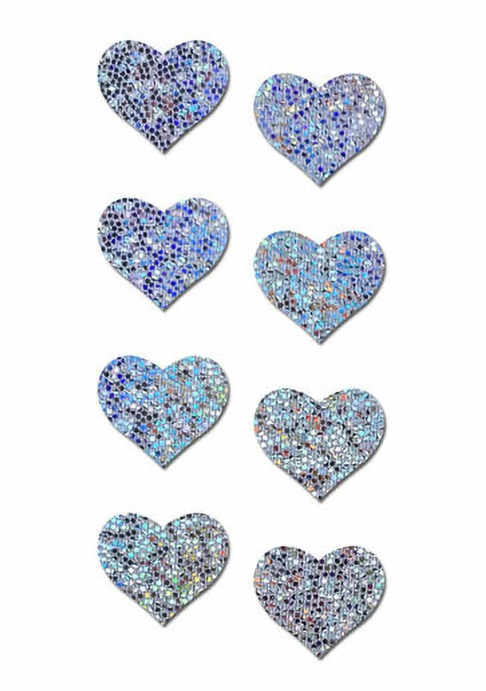 Mini Glitter Hearts – Silver Pack Of 8 Body Adornment