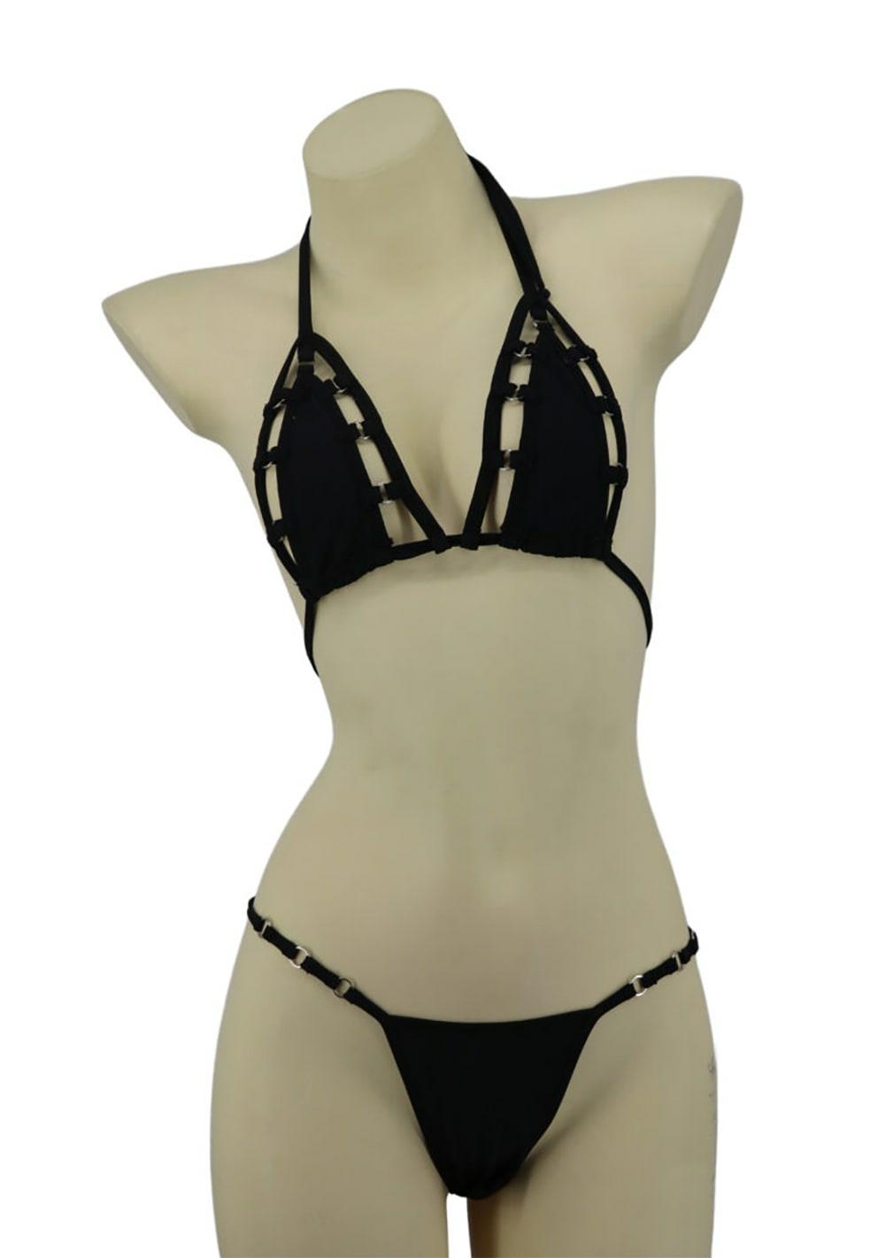 Minimal Outline Triangle 2-Piece Bikini Set Bras Black