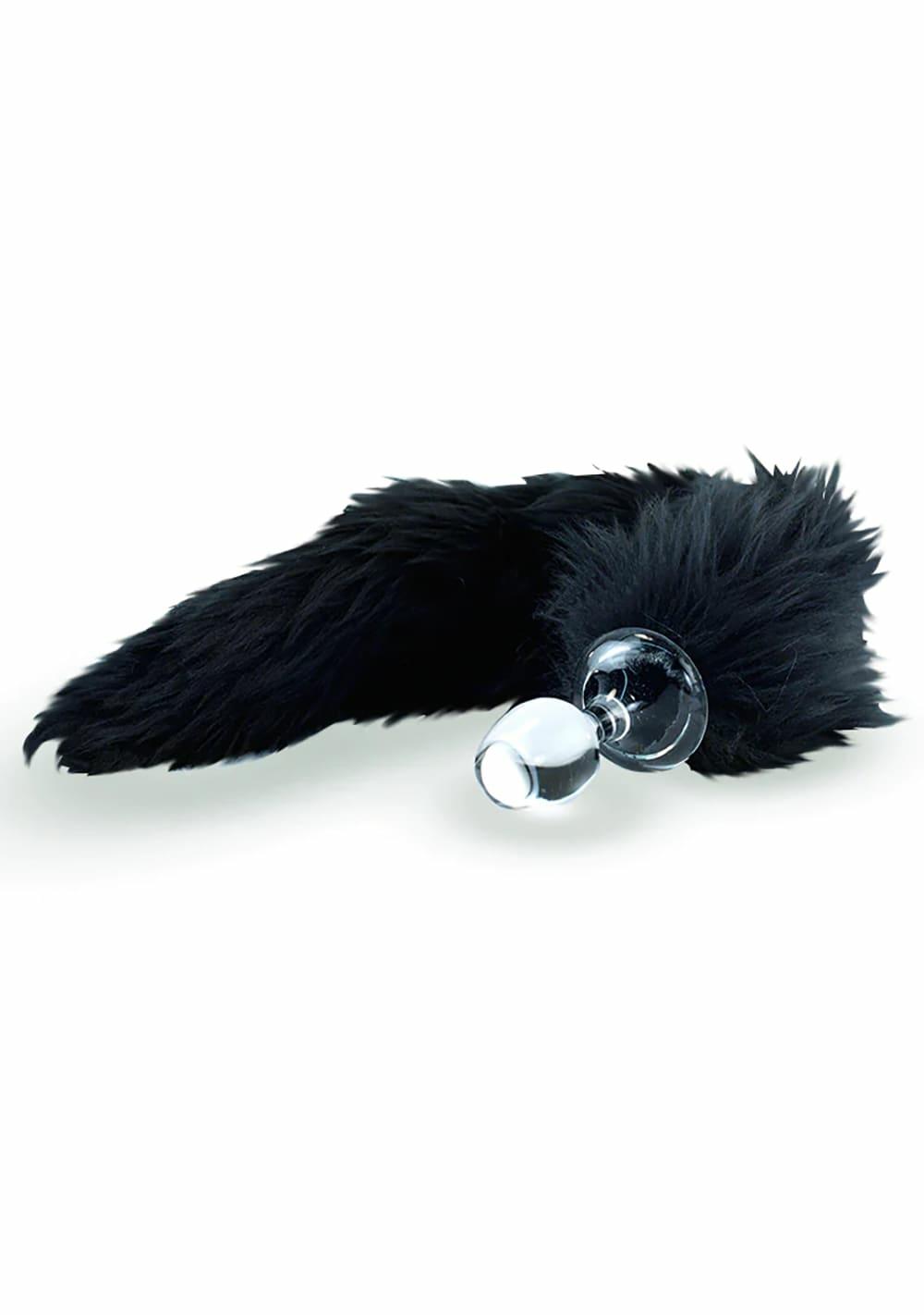 Mongolian Black Crystal Minx Faux Fur Tail Plug Anal Black