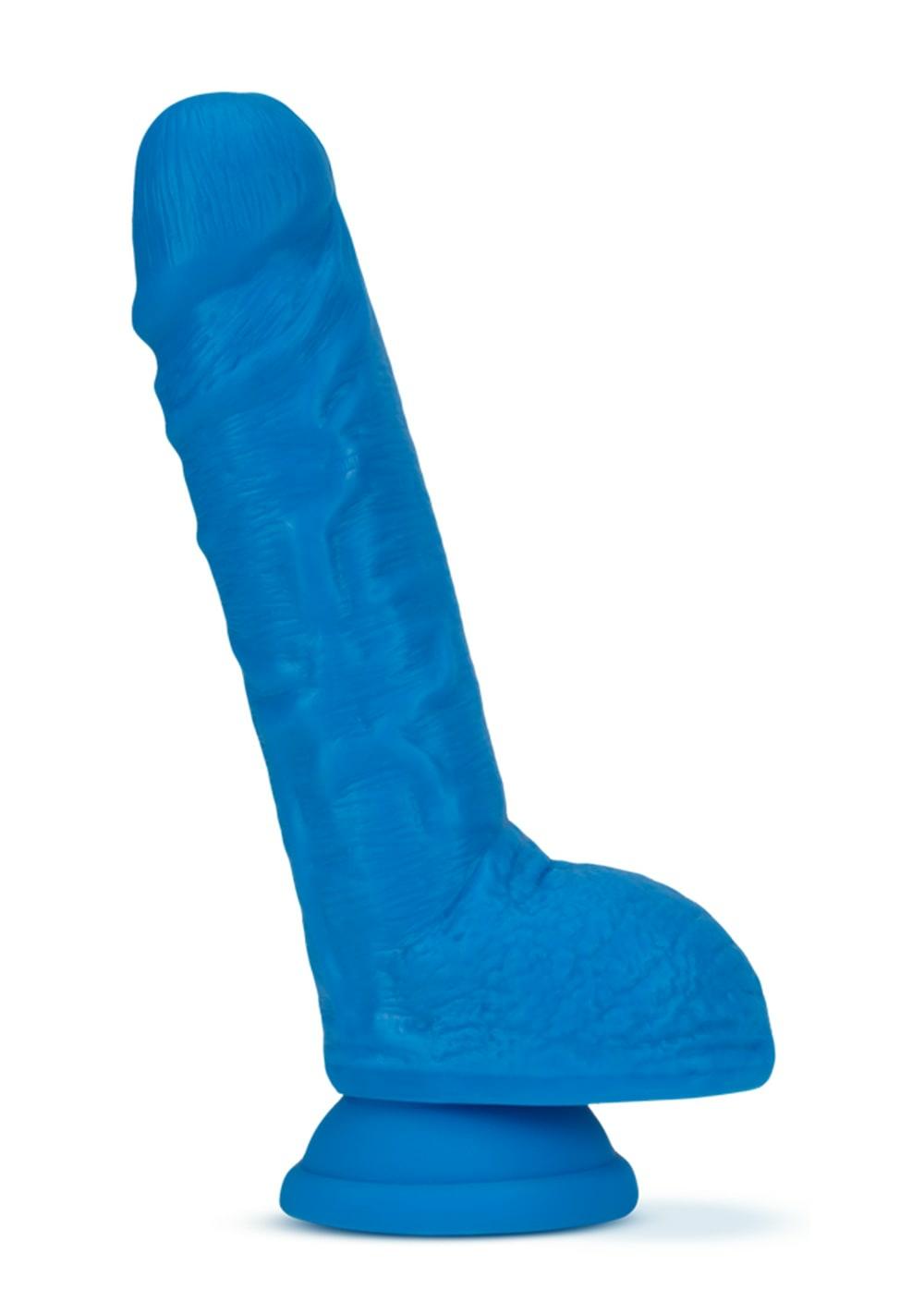 Neo Elite – 9″ Silicone Dual Density Cock With Balls Dildos Neon Blue