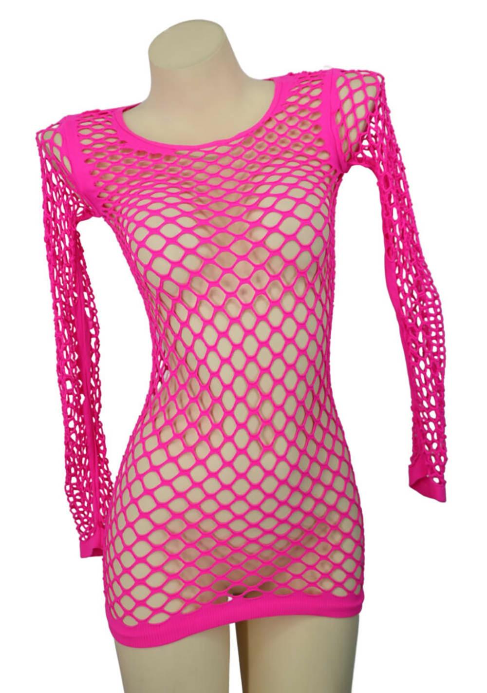 Neon Pink Fishnet Shirt Lingerie