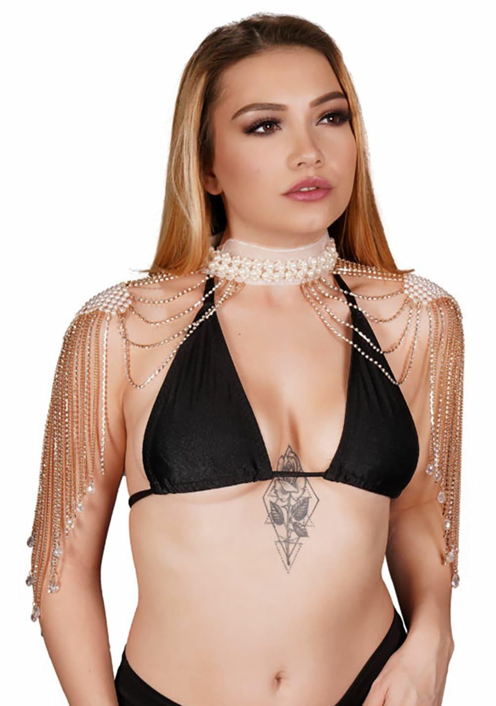 Pearl Chain Shoulder Drape Body Adornment