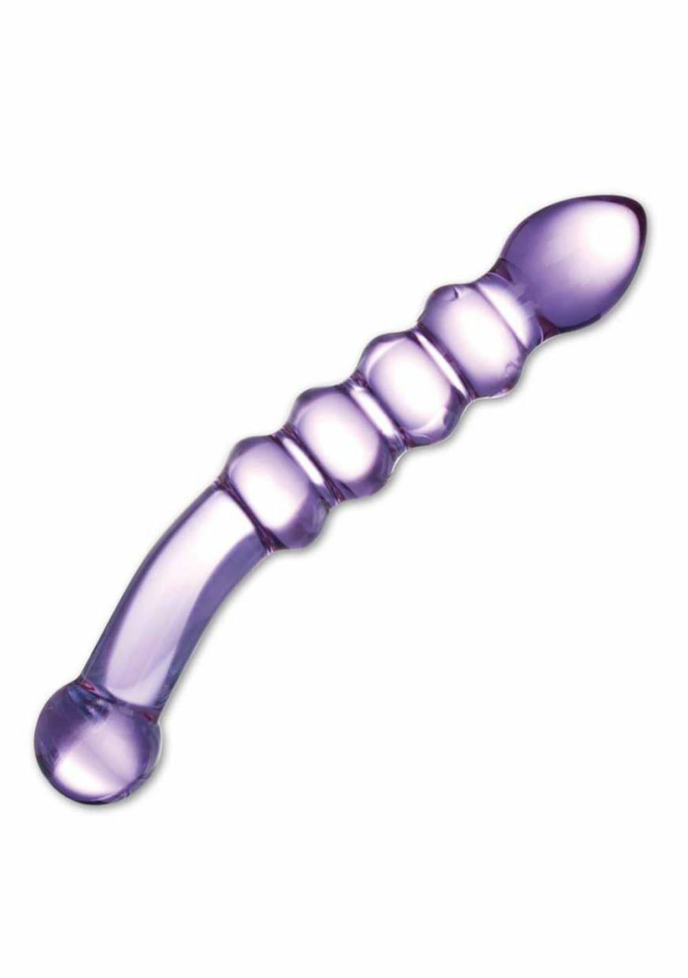 Purple Rain Glass Ribbed Tool Dildos