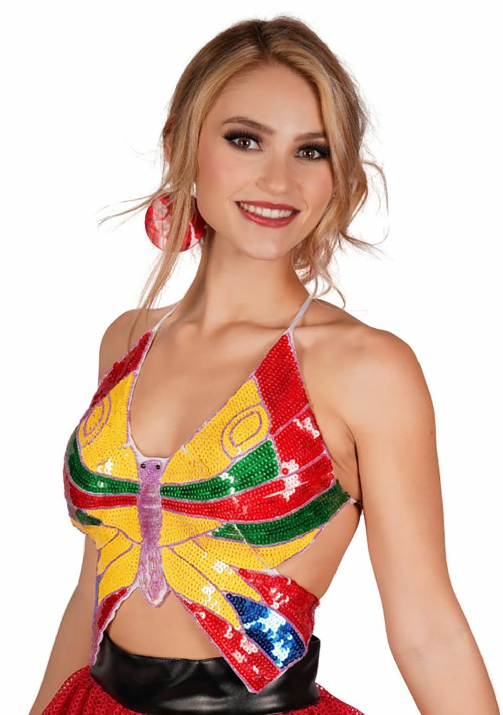 Rainbow Butterfly Sequin Top Lingerie