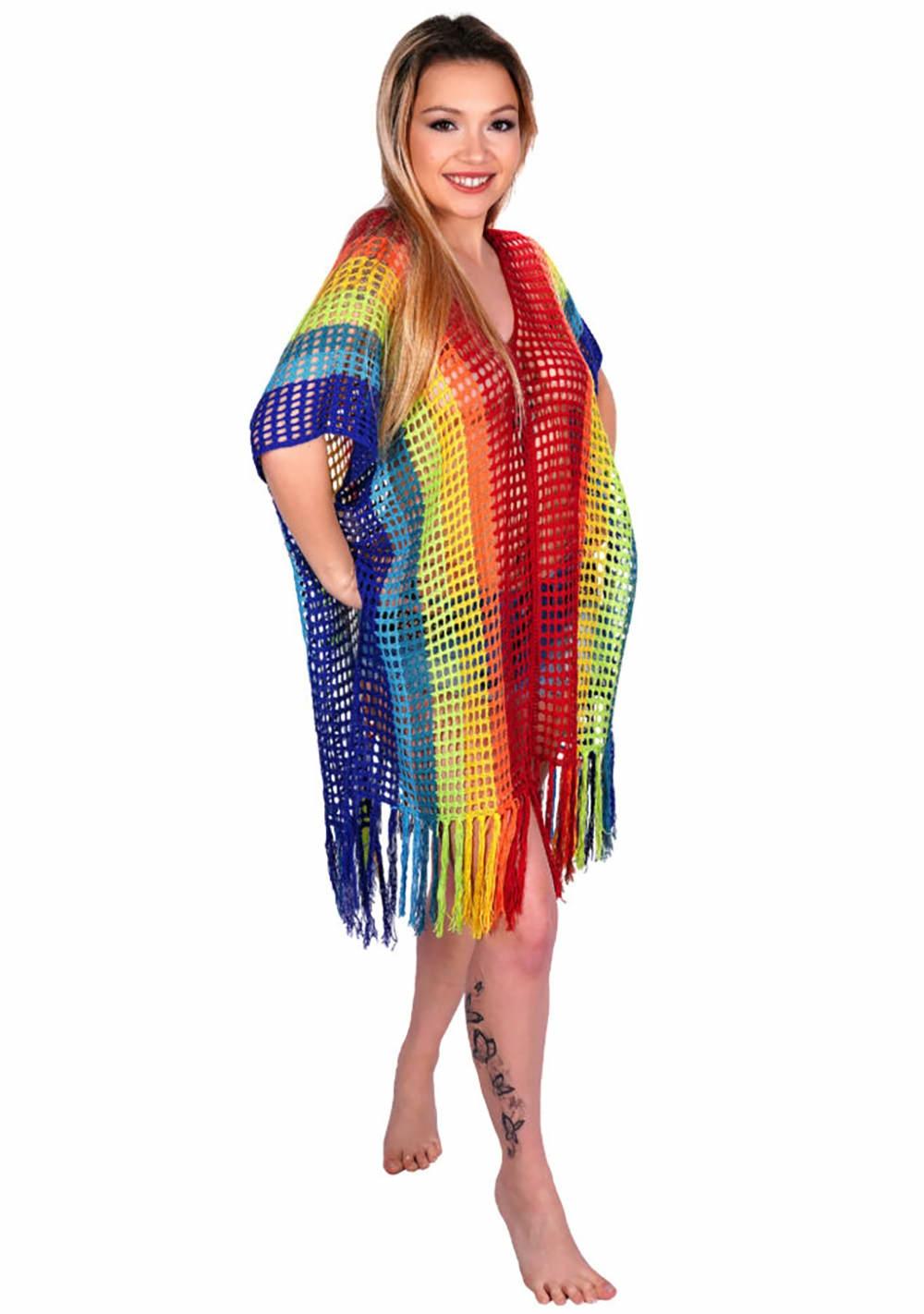 Rainbow Crochet Cover Up Tunic Lingerie