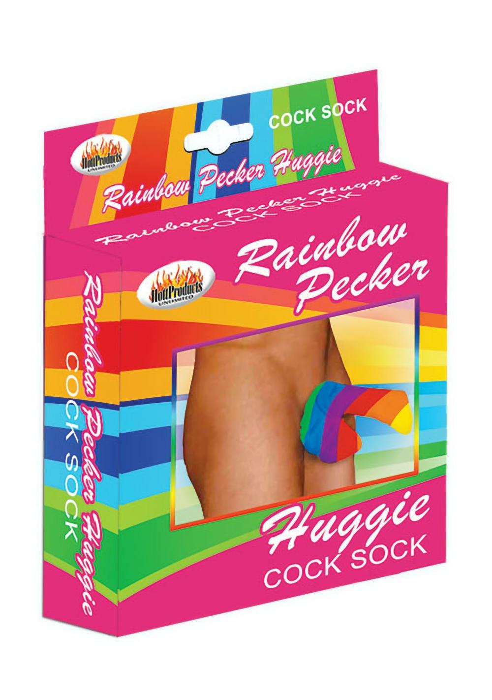 Rainbow Pecker Huggie Sock Lingerie White