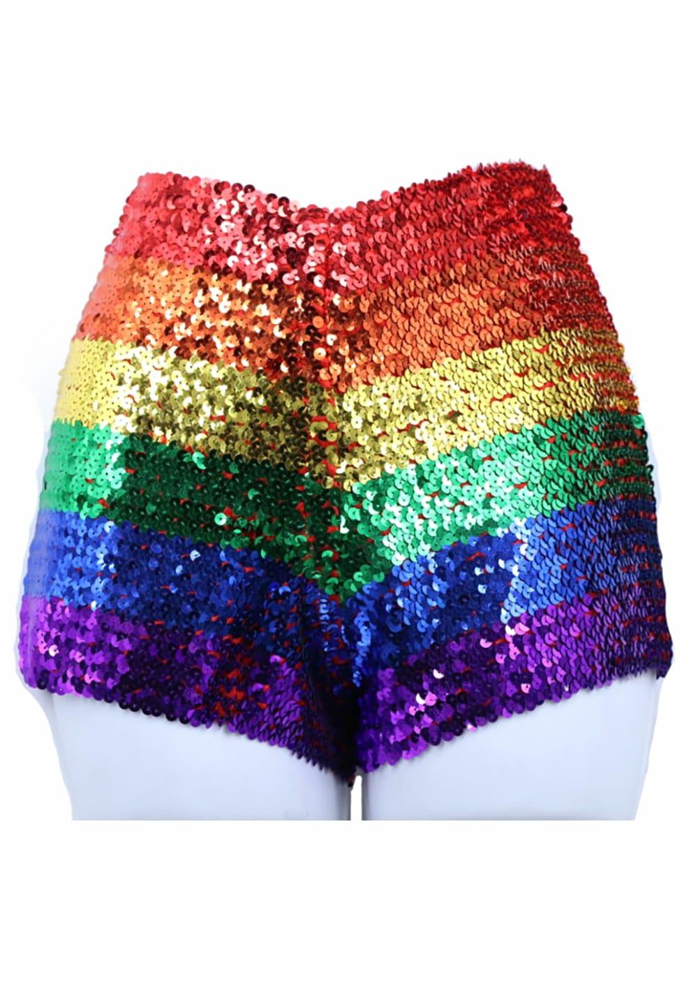 Rainbow Sequined Stretchy Shorts Bedroom Costumes