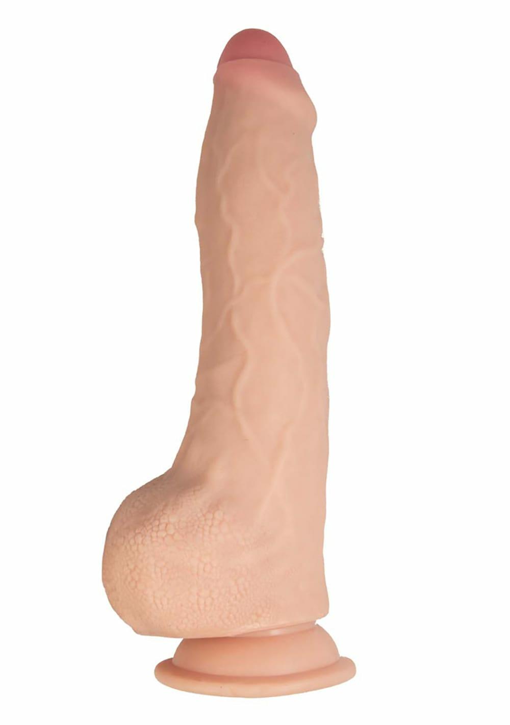 Realcocks Dual Layered Uncut Slider – 9.5″ Tight Balls Bendable Dildos Chocolate