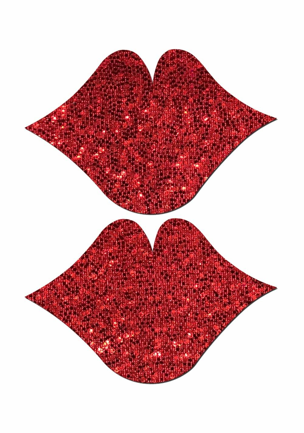 Red Glittering Kiss Pasties Body Adornment