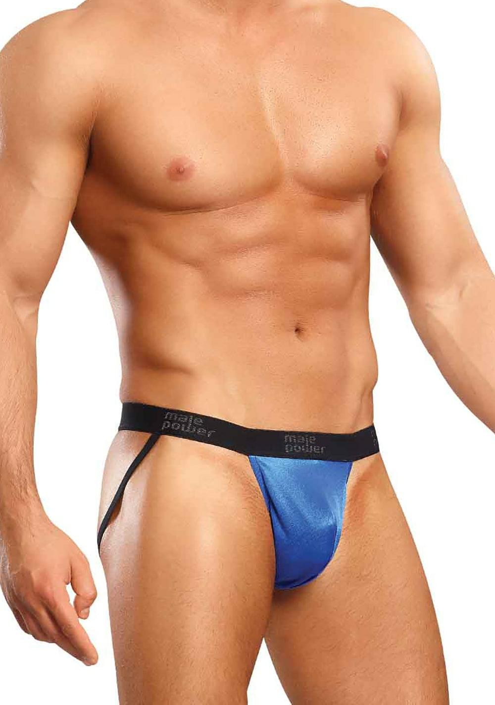 Satin Spandex Jock Lingerie Black