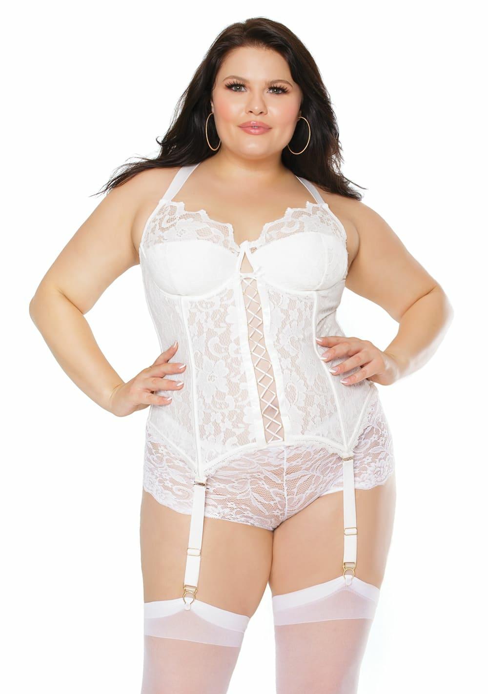 Scalloped Stretch Lace Bustier – Plus Size Bustiers & Corsets Black