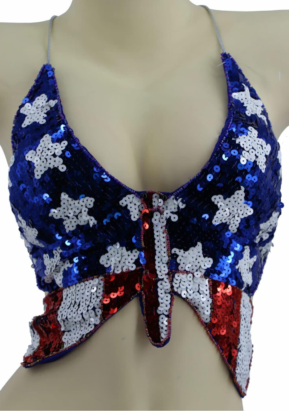 Sequined Stars And Stripes Butterfly Top Lingerie