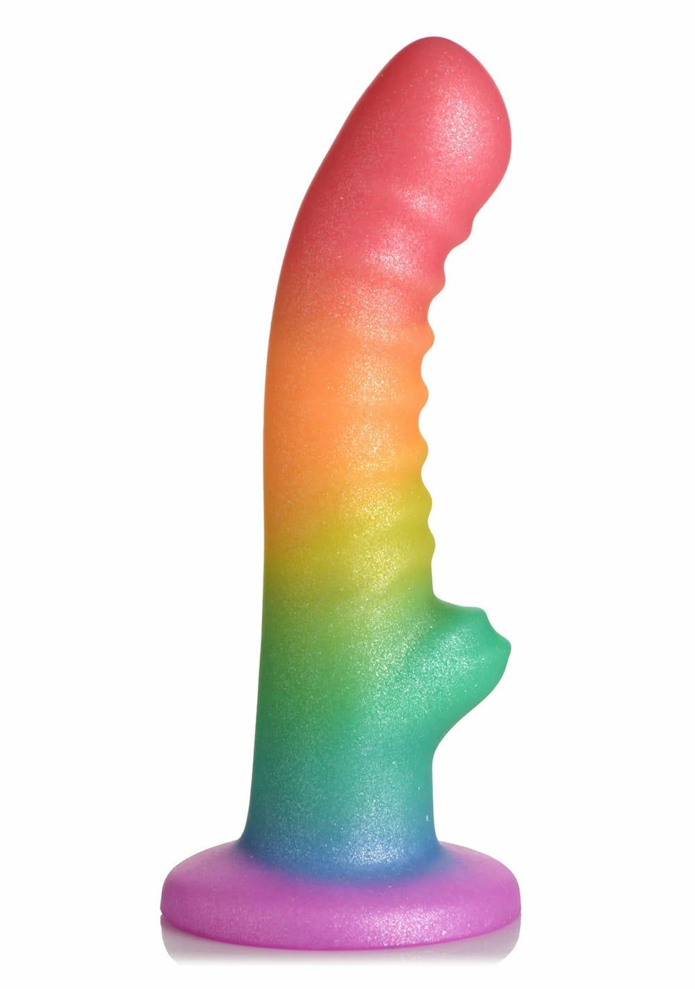 Simply Sweet Ribbed Rainbow Dildo Dildos Purple