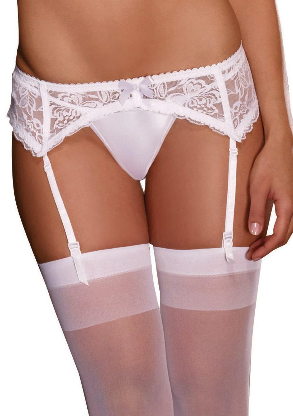 Stretch Lace Garter Belt With Scalloped Hem Hosiery Black