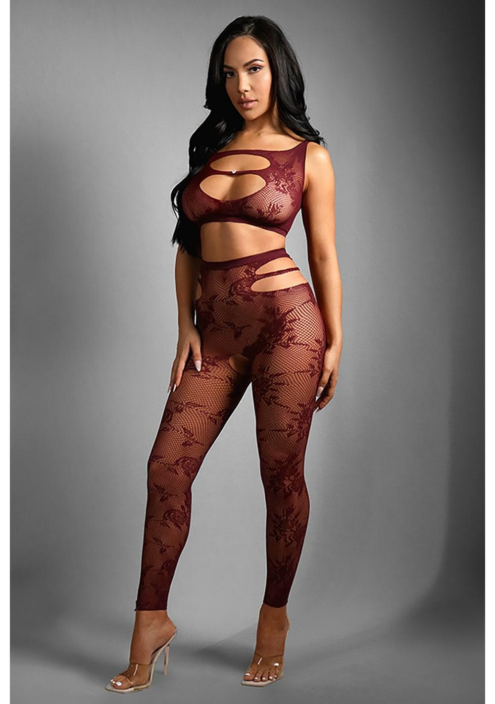 Undivided Attention Top And Crotchless Tights Lingerie