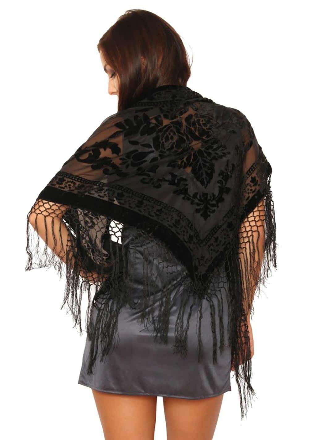 Velvet Triangle Scarf Body Adornment Black