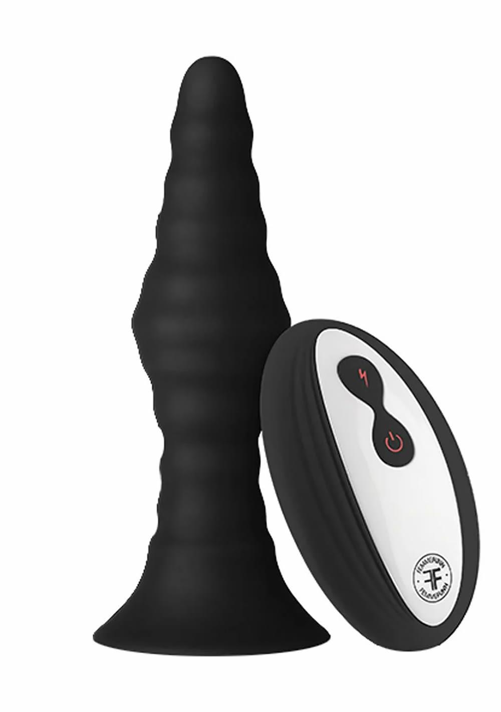 Vibrating Ribbed Butt Plug With Remote Anal