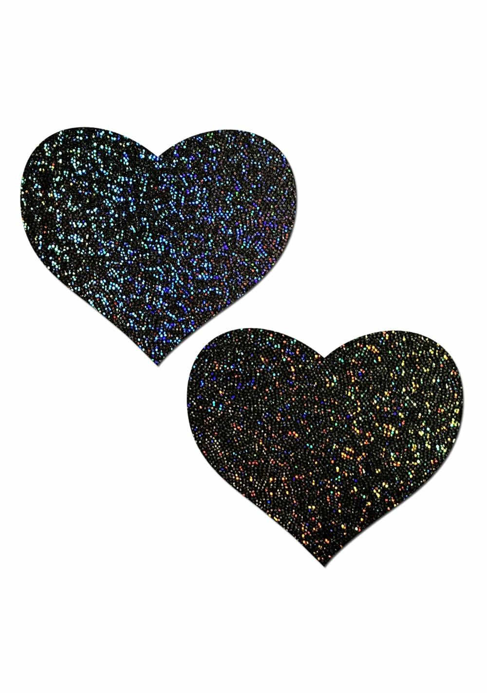 Black Glitter Heart Nipple Pasties Body Adornment