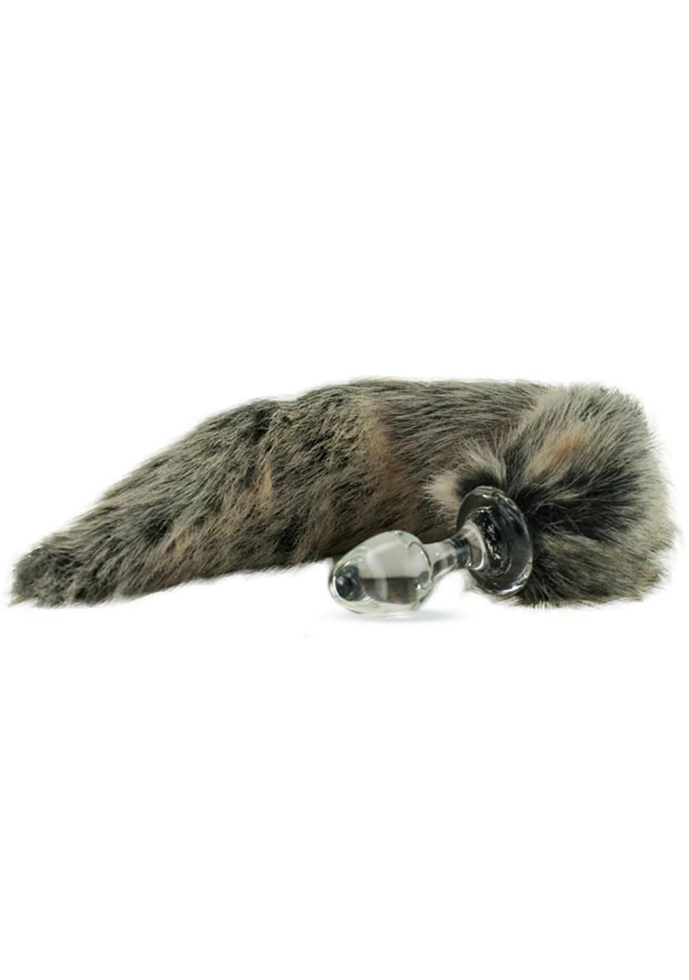 Grey Wolf Crystal Minx Faux Fur Tail Plug Anal Black